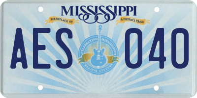 MS license plate AES040
