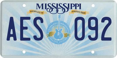MS license plate AES092