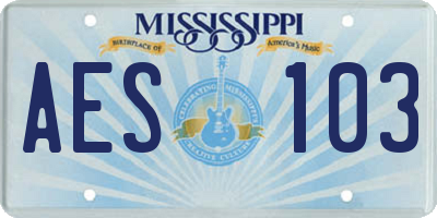 MS license plate AES103