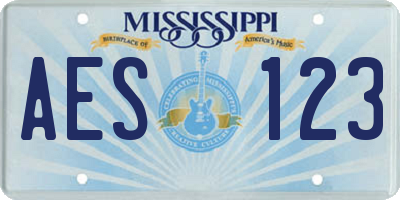 MS license plate AES123