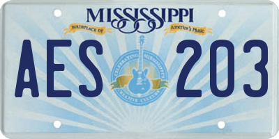 MS license plate AES203