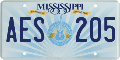MS license plate AES205