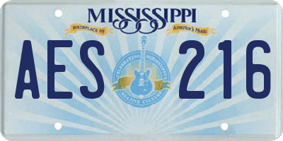 MS license plate AES216