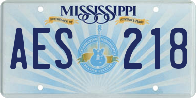 MS license plate AES218