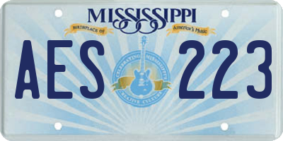 MS license plate AES223