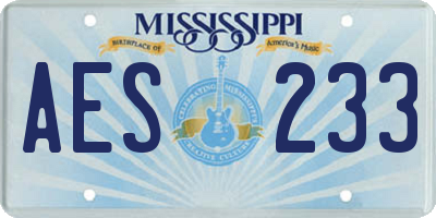 MS license plate AES233