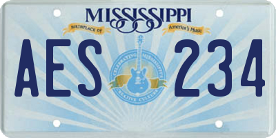 MS license plate AES234