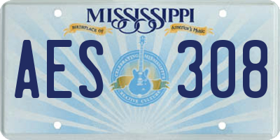 MS license plate AES308