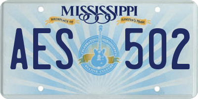 MS license plate AES502