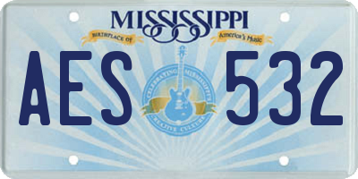 MS license plate AES532