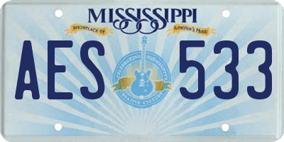 MS license plate AES533