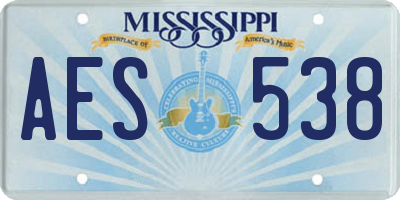 MS license plate AES538