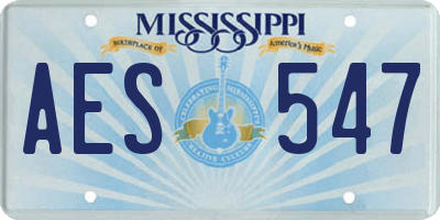 MS license plate AES547