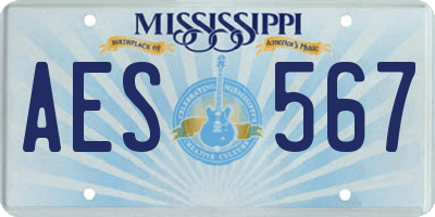 MS license plate AES567