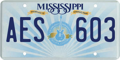MS license plate AES603