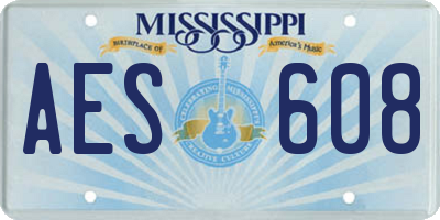 MS license plate AES608