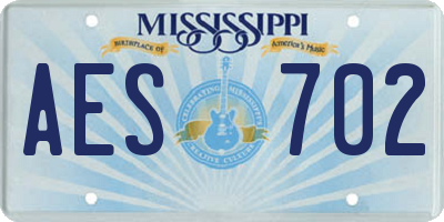 MS license plate AES702