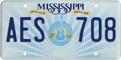 MS license plate AES708