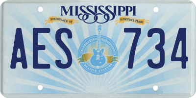 MS license plate AES734