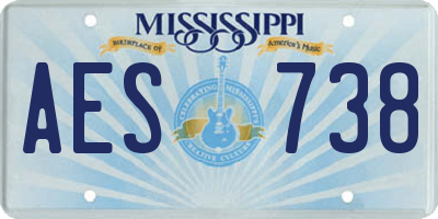 MS license plate AES738