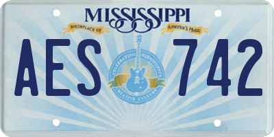 MS license plate AES742