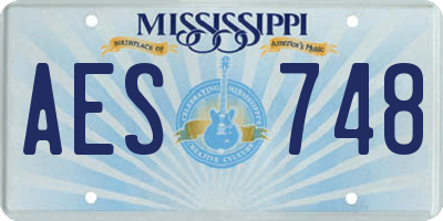 MS license plate AES748