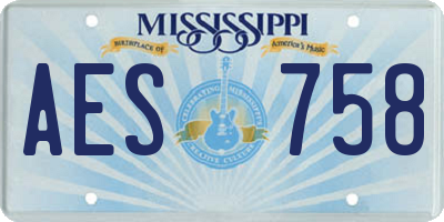 MS license plate AES758