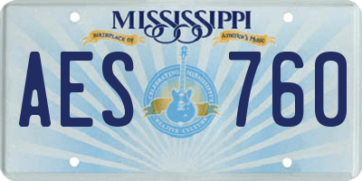 MS license plate AES760