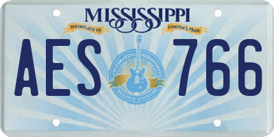 MS license plate AES766