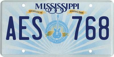 MS license plate AES768