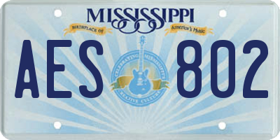 MS license plate AES802