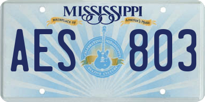 MS license plate AES803
