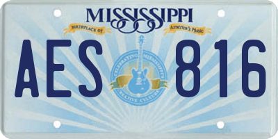 MS license plate AES816