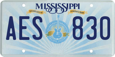 MS license plate AES830