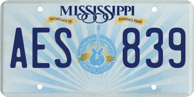 MS license plate AES839