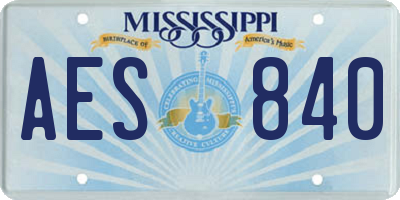 MS license plate AES840