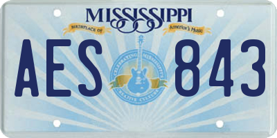 MS license plate AES843