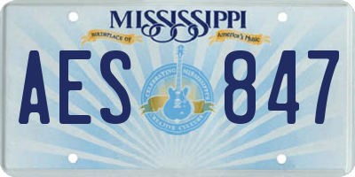 MS license plate AES847