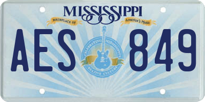 MS license plate AES849