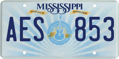 MS license plate AES853
