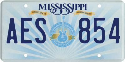 MS license plate AES854