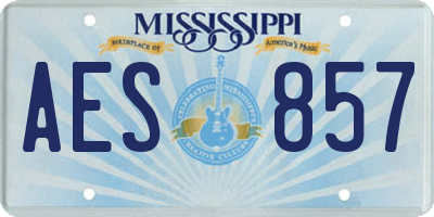 MS license plate AES857