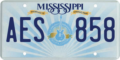 MS license plate AES858