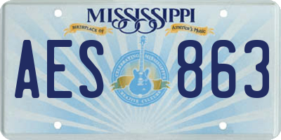 MS license plate AES863