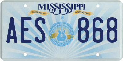 MS license plate AES868