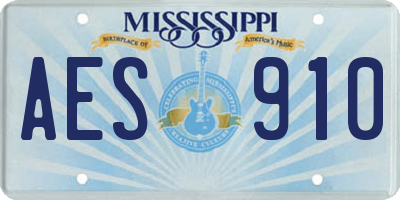 MS license plate AES910