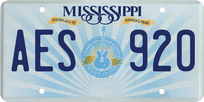MS license plate AES920