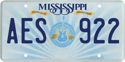 MS license plate AES922