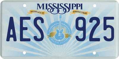MS license plate AES925