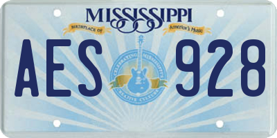 MS license plate AES928